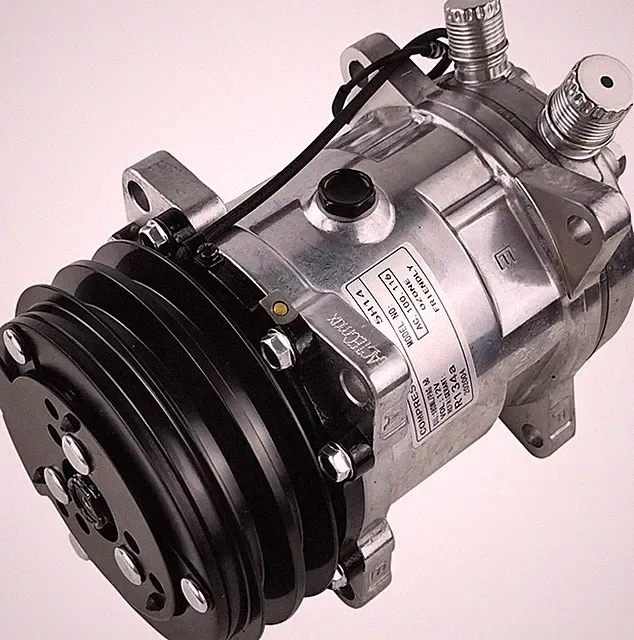 12V Black Air Compressor With Magnetic Clutch Hub And Pag Oil Included