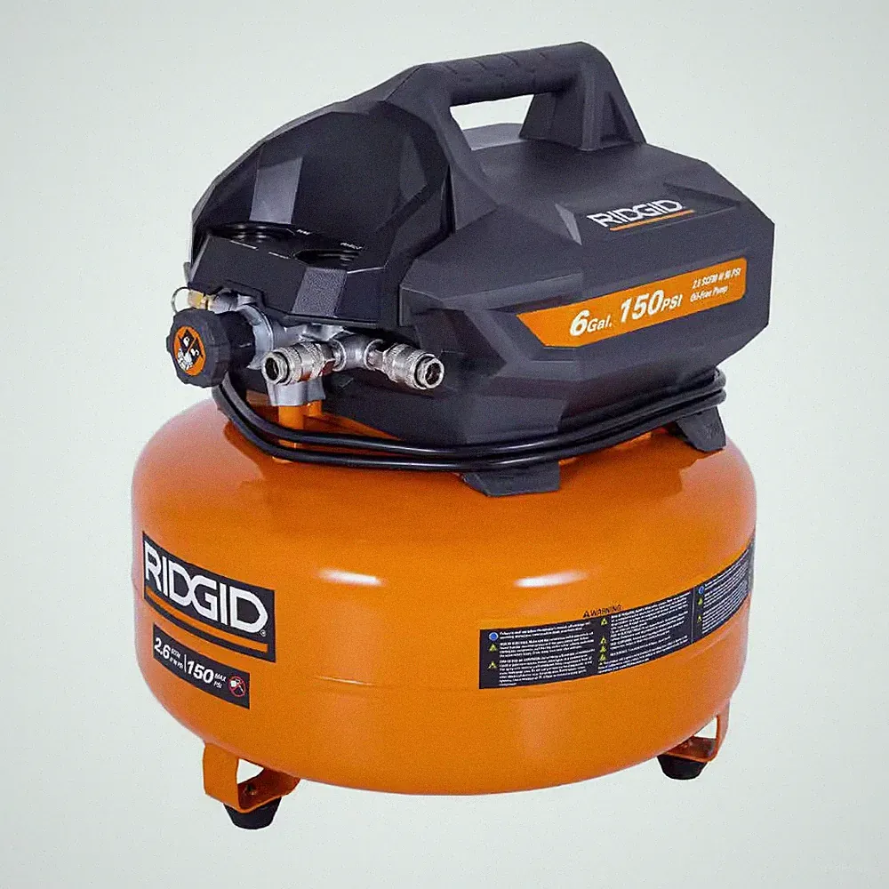 6 Gal. 150 PSI Portable Electric Oil-Free Jobsite Pancake Air Compressor with Du