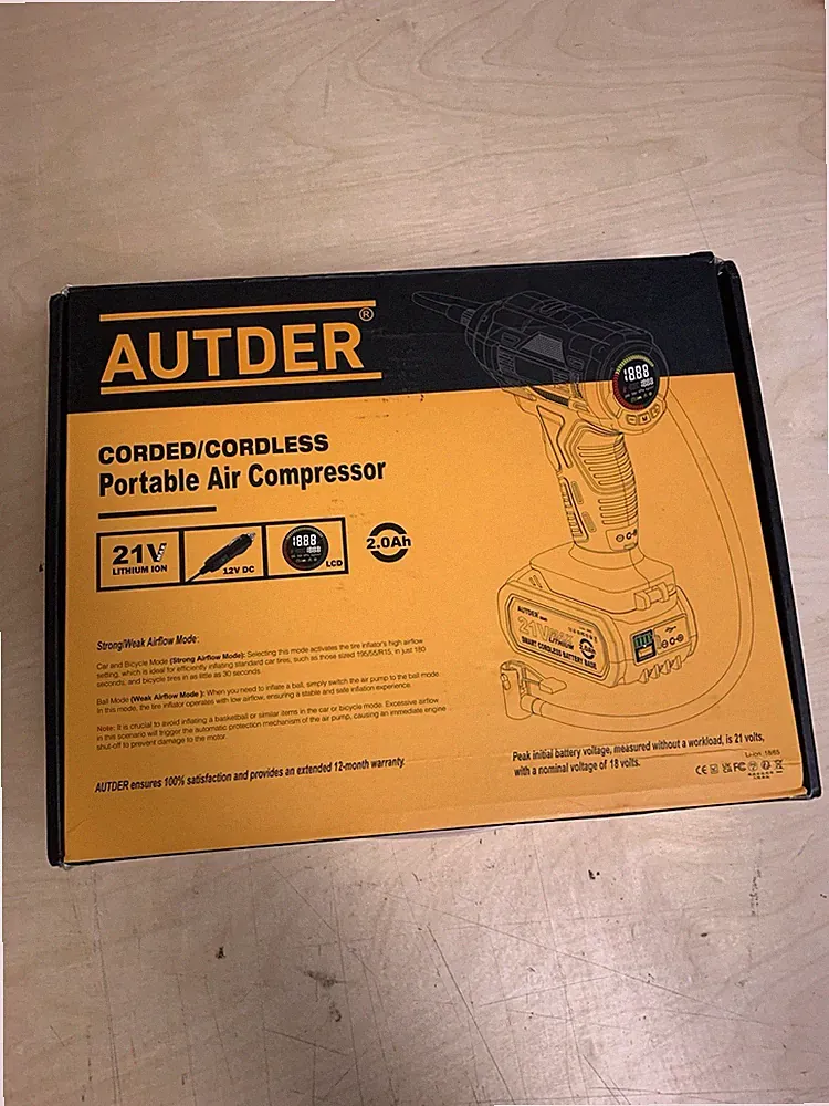 AUTDER Tire inflator Corded/ cordless Wireless Portable air compressor