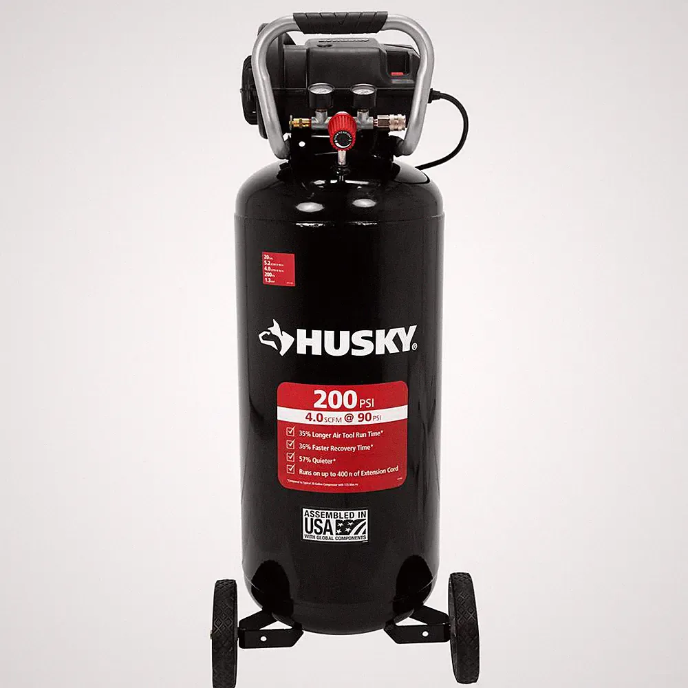 Husky Electric Air Compressor 20 Gallon 200 PSI Oil Free Portable Vertical Tool