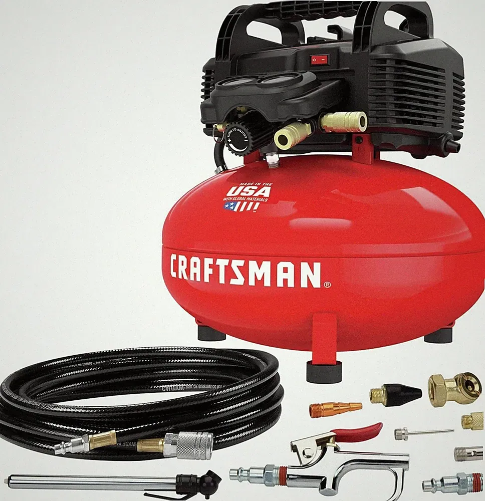 new Air Compressor 6 Gallon Pancake OilFree with 13 Piece Accessory Ki