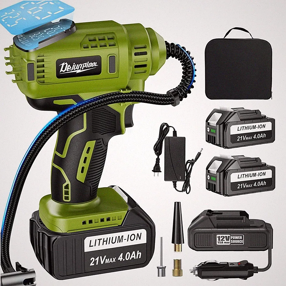 Portable Air Compressor for Car Tires with 2x4000Mah 21V Batteries, Fast 150P...