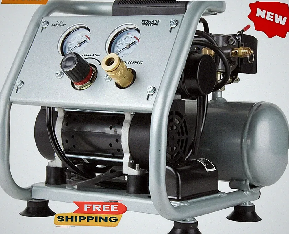 Quiet Air Compressor, Portable 1 Gallon Oil-Free Air Compressor, Ultra-Quiet Ope